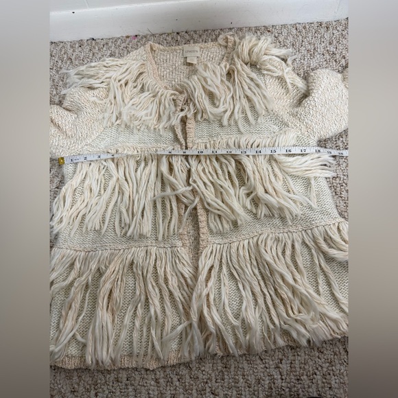 Chico's Cream Fringe Kyleigh Cardigan Sweater size 1 or 8 - Picture 7 of 8